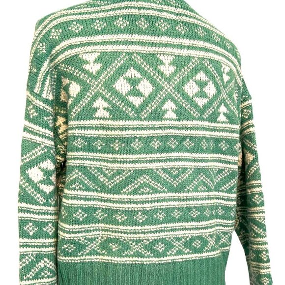 NWT American Eagle Green/White Geometric Pull Over Oversized Cropped Sweater-XS - Picture 4 of 9